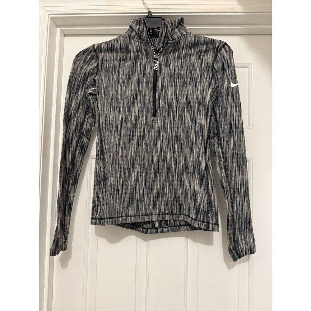 Womens Nike Pro Hyperwarm Pullover Running Training Top Size S with Thumb Holes